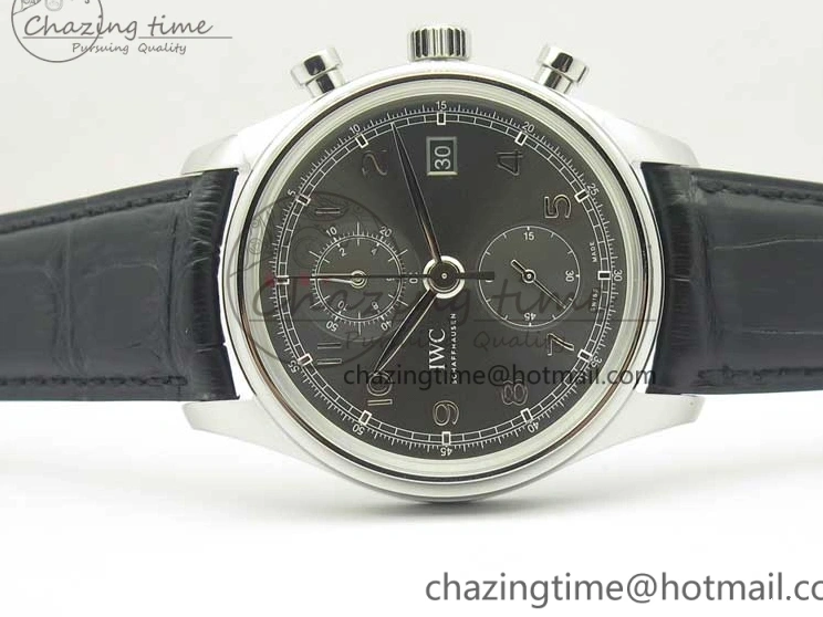 MIROTIME 0516 Portuguese Chrono SS ZF 1:1 Best Edition Gray Dial SS On Black Leather Strap A ZipUp 7215